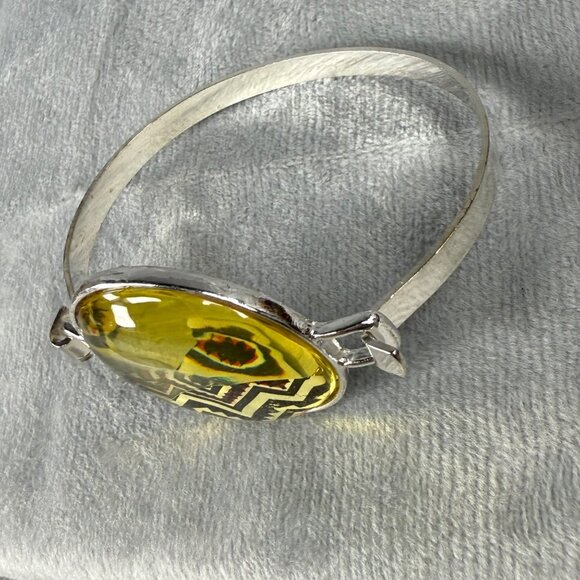 Geometric Aztec Pattern Glass Dome Silver-Tone Bracelet Women Fashion Jewelry - Picture 9 of 16